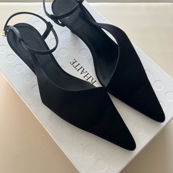 KHAITE Black Pointed Slingback Heels - Picture 2 of 8